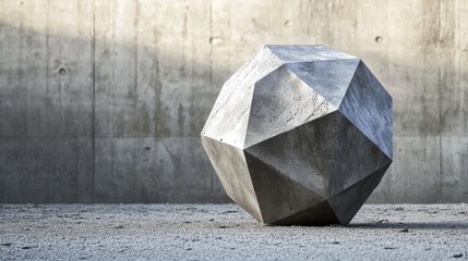 Poster - Concrete Geometric Polyhedron in Minimalist Settings with Textured Background and Soft Lighting