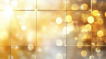 Poster - Elegant golden glass panel background with shining bokeh effects for luxury themes and festive designs.