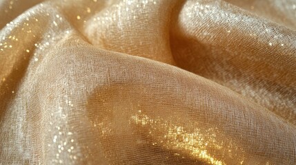 Poster - Glistening golden fabric texture with soft drapes creating a luxurious background for design and decoration projects