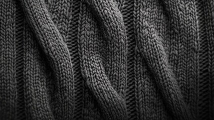Poster - Gray Knitted Fabric Texture Detailed Close-Up for Background and Design Use