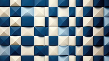 Poster - Geometric Blue and White Textured Background with Three Dimensional Elements for Creative Designs