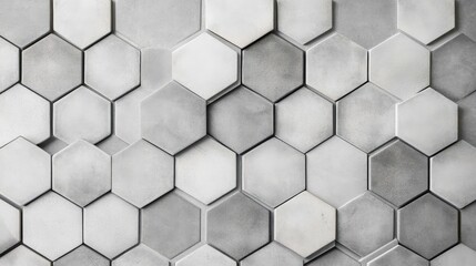 Poster - Hexagonal Gray Tile Texture for Industrial and Modern Background Design
