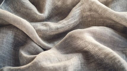 Poster - Natural gray linen fabric texture with soft fibers for background and textile design use
