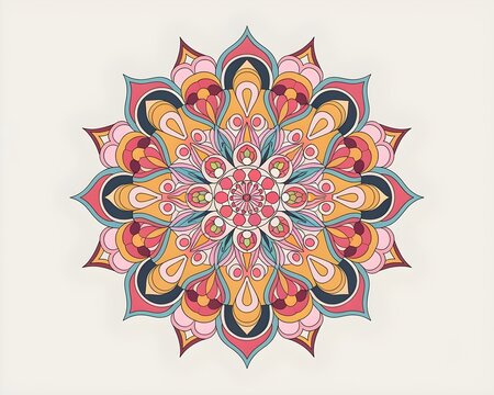 Beautiful colorful mandala art design vector isolated on white background, Simple and creative mandala design