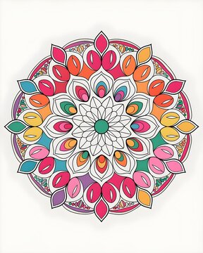 Beautiful colorful mandala art design vector isolated on white background, Simple and creative mandala design