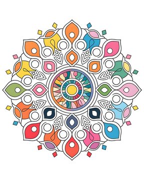 Beautiful colorful mandala art design vector isolated on white background, Simple and creative mandala design