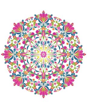 Beautiful colorful mandala art design vector isolated on white background, Simple and creative mandala design