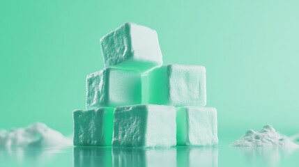 Poster - Minimalist Neo Mint Cubes Composition with Luxurious Bright Palette for Contemporary Design and Aesthetic Background Usage