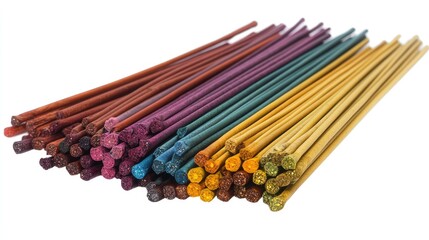 Poster - Colorful Incense Sticks Arranged in Bunches for Aromatherapy and Relaxation in Home Decor and Spiritual Practices