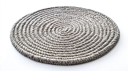 Poster - Gray woven textile placemat on white background ideal for home decor and design applications with a focus on texture and simplicity