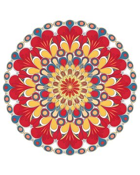 Beautiful colorful mandala art design vector isolated on white background, Simple and creative mandala design