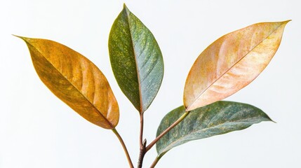 Aufkleber - Tropical foliage arrangement of young brown leaves with selective focus and natural daylight for a minimalist backdrop and copy space