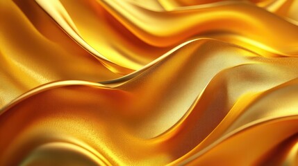 Poster - Golden satin fabric texture draped in elegant waves perfect for background or design elements in luxury or artistic presentations