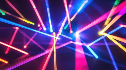 Poster - Colorful geometric laser light beams creating an overlapping vibrant abstract background suitable for modern design and events