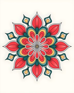Beautiful colorful mandala art design vector isolated on white background, Simple and creative mandala design