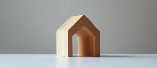 Aufkleber - Wooden house-shaped organizer against a minimalistic white background ideal for storing small items and enhancing home decor simplicity