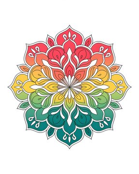 Beautiful colorful mandala art design vector isolated on white background, Simple and creative mandala design
