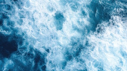 Poster - Aerial Seascape with Turquoise Waves and White Foam Capturing the Dynamic Movement of the Ocean and Expansive Sky Above