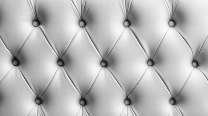 Poster - Gray Leather Upholstery Texture with Button Tufts Top View Suitable for Backgrounds and Design Projects