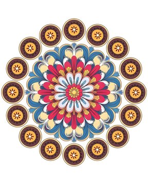 Beautiful colorful mandala art design vector isolated on white background, Simple and creative mandala design