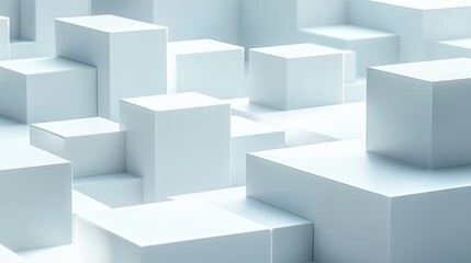 Poster - Modern Abstract Composition of White Geometric Shapes in a Minimalist Digital Environment