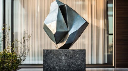 Wall Mural - Abstract Geometric Sculpture Displayed in a Modern Interior with Natural Light and Minimalist Decor