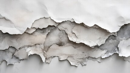 Poster - Textured Gray Watercolor Paper Background with Torn Edges for Artistic and Creative Projects