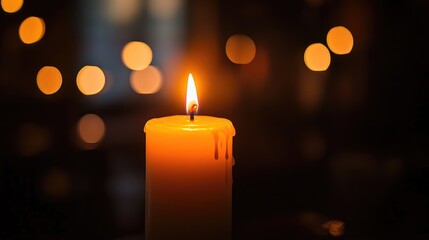 Aufkleber - Candlelight in a Dark Church Creating a Peaceful and Reflective Atmosphere with Warm Glow and Soft Blurred Background Bokeh Effect