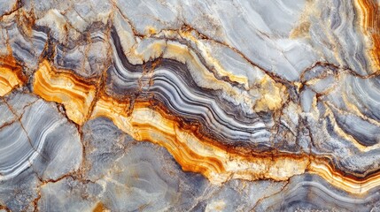 Poster - Gray Marble Surface with Distinct Natural Veins and Rich Color Variations in Premium Raw Rock Material Texture