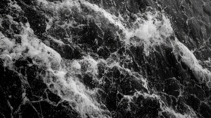 Poster - Dynamic Gray Marble Texture Featuring Waves and Water Splashes on a Dark Background