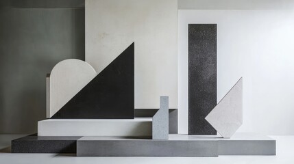Poster - minimalist geometric design elements in contemporary living room interior decoration