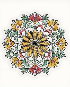 Beautiful colorful mandala art design vector isolated on white background, Simple and creative mandala design