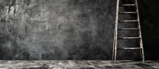 Aufkleber - Grunge style ladder against textured floor highlighting apartment decor inspiration and renovation potential in a modern living space