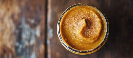 Poster - Homemade pumpkin butter in a jar showcasing organic ingredients perfect for seasonal spreads and dessert use