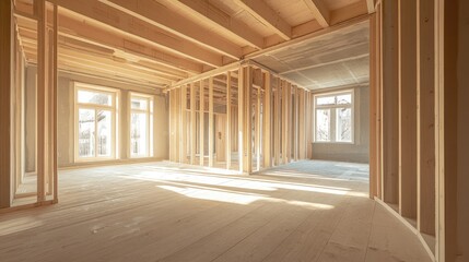 Poster - Home Interior Construction with Framing and Natural Light in Family-Owned Renovation Project