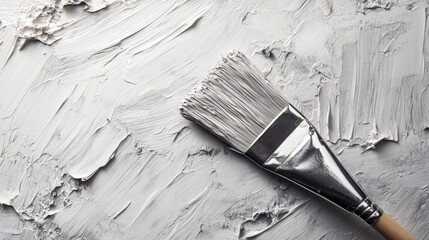 Poster - Gray Paint Texture with Brush on Subtle Light Gray Background for Artistic or Interior Design Concepts