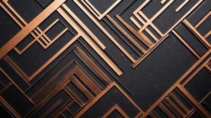 Poster - Trendy geometric textile pattern with copper colored design elements creating a modern aesthetic for backgrounds or notebook covers