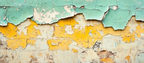 Poster - weathered concrete wall texture featuring peeling paint in urban colors suitable for backgrounds and