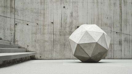 Poster - Concrete Geometric Polyhedron with Minimalist Architecture in Modern Interior Space
