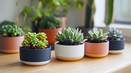 Poster - Home gardening with diverse succulent pots enhancing the aesthetic appeal of a cozy living space interior.