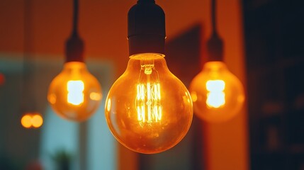 Poster - Bright Vintage Light Bulbs Illuminating Cozy Home Interior Energy Efficiency and Eco Friendly Solutions for Energy Audits and Inspections