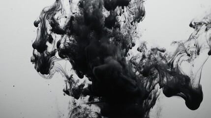 Poster - black ink swirls and paint splashing in water captured in abstract fluid motion