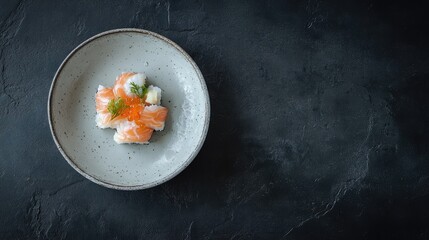 Aufkleber - Inari sushi dish elegantly presented on a textured plate with ample copy space for branding or menu design