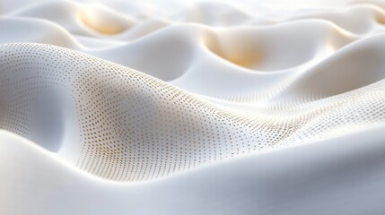Poster - Abstract Waves of Curved White and Gold Textures Representing Innovation and Modern Technology Background