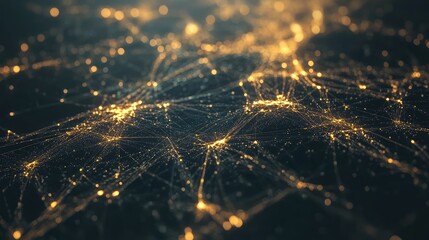 Fototapete - Abstract technological background depicting a global network of interconnected nodes and luminous connections illustrating innovation and progress.