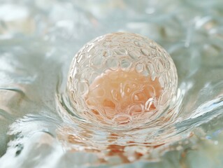 Poster - Close-up of a translucent bubble floating in water, capturing its delicate structure and serene ambiance.