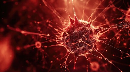 Fototapete - Digital Virus Representation with Cobweb Network Connectivity Illustrating Cybersecurity Threats and Malware Protection Concepts