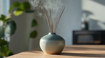 Aufkleber - Fragrant Essential Oil Diffuser with Lavender and Eucalyptus Creating a Refreshing Home Atmosphere