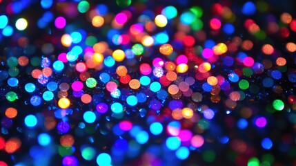 Poster - colorful bokeh lights on a black background creating vibrant festive decorations illuminated design 