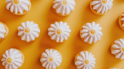 Aufkleber - Halloween Pumpkin Cupcakes with Whimsical Ghost Decorations on Vibrant Orange Surface